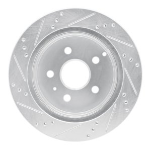 Chevrolet Equinox Brake Rotor (1) - Rear Right - R1 Concepts - Drilled & Slotted - Silver - `10-`17